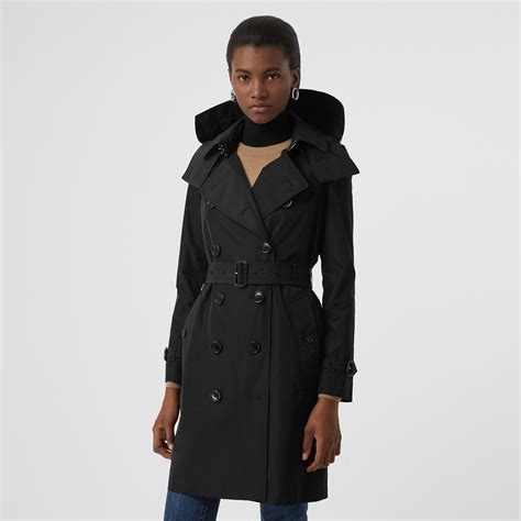 burberry trenchcoat aus taft mit abnehmbarer kapuze|burberry trenchcoat damen schwarz.